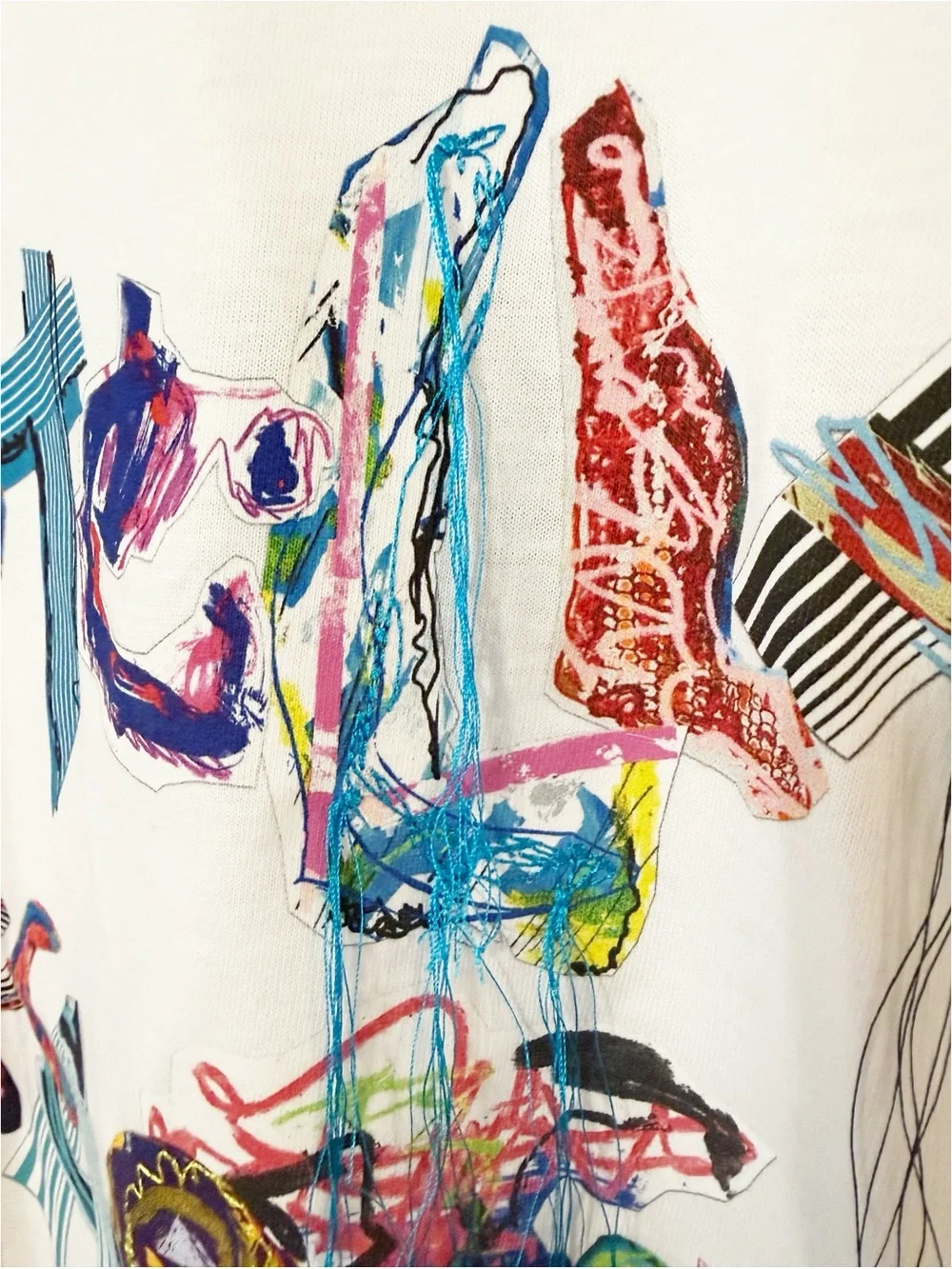 Stella McCartney Logo Graphic 3D Fringe Colorful White Cotton T-Shirt NEW - Picture 8 of 13